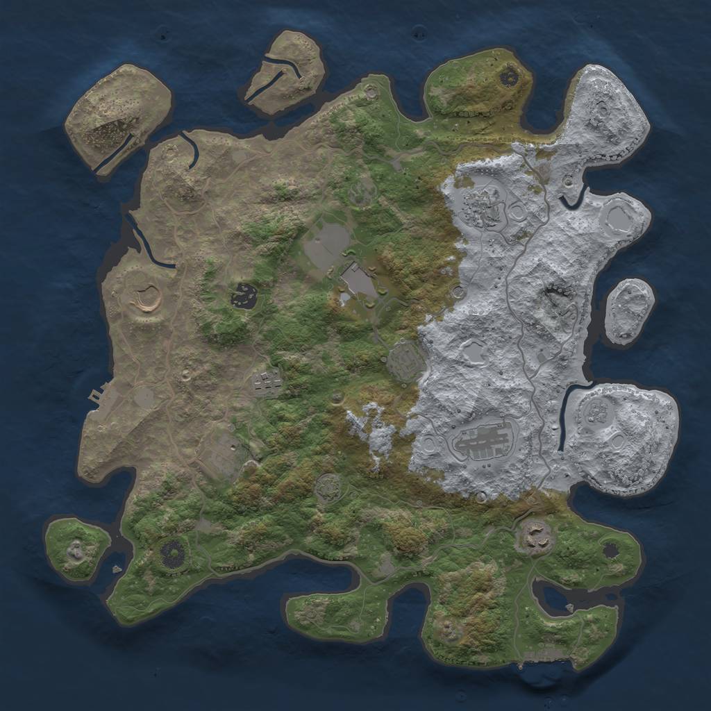 Rust Map: Procedural Map, Size: 4000, Seed: 1090863622, 17 Monuments