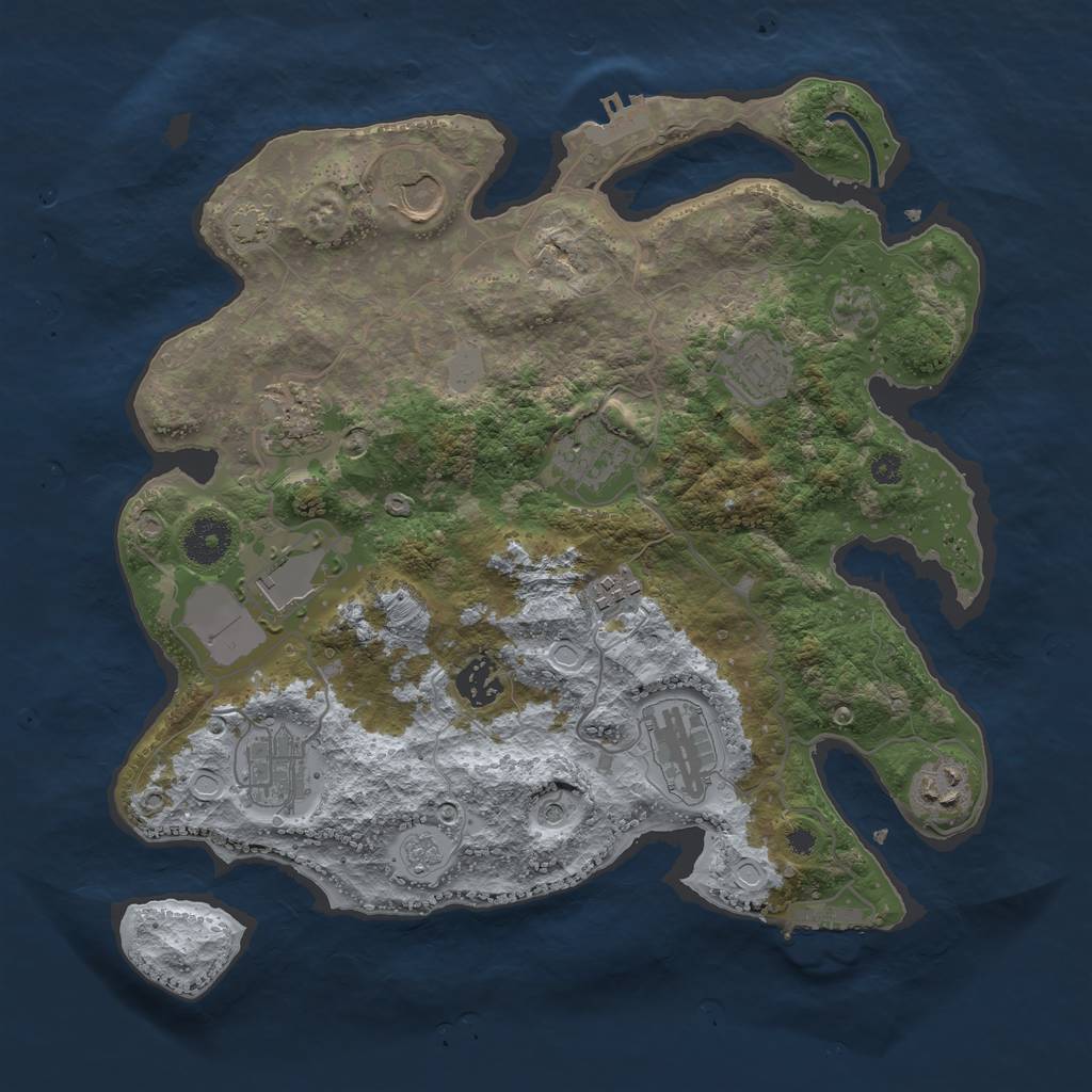 Rust Map: Procedural Map, Size: 3500, Seed: 181608582, 18 Monuments