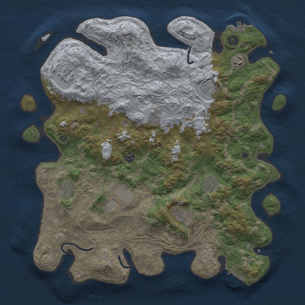 Rust Map: Procedural Map, Size: 4250, Seed: 717744490, 18 Monuments