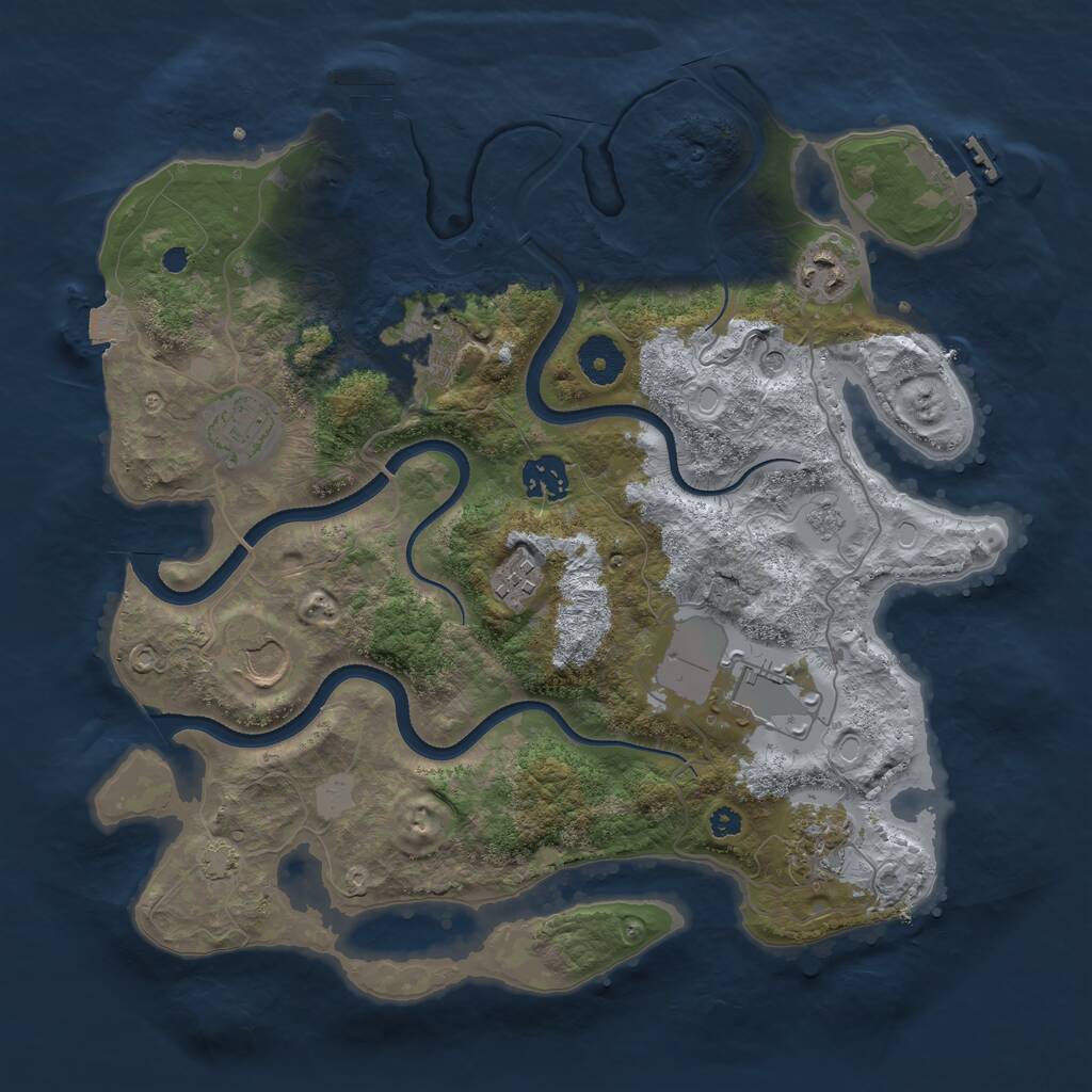 Rust Map: Procedural Map, Size: 3500, Seed: 644345, 14 Monuments