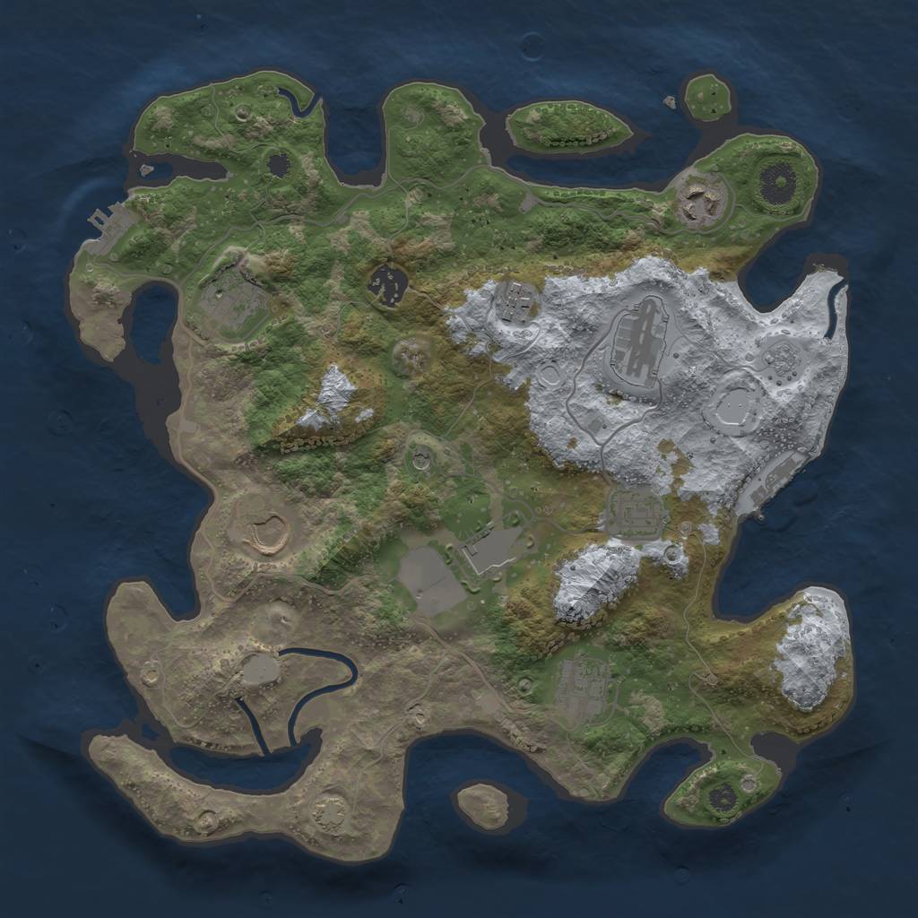 Rust Map: Procedural Map, Size: 3500, Seed: 61113216, 17 Monuments