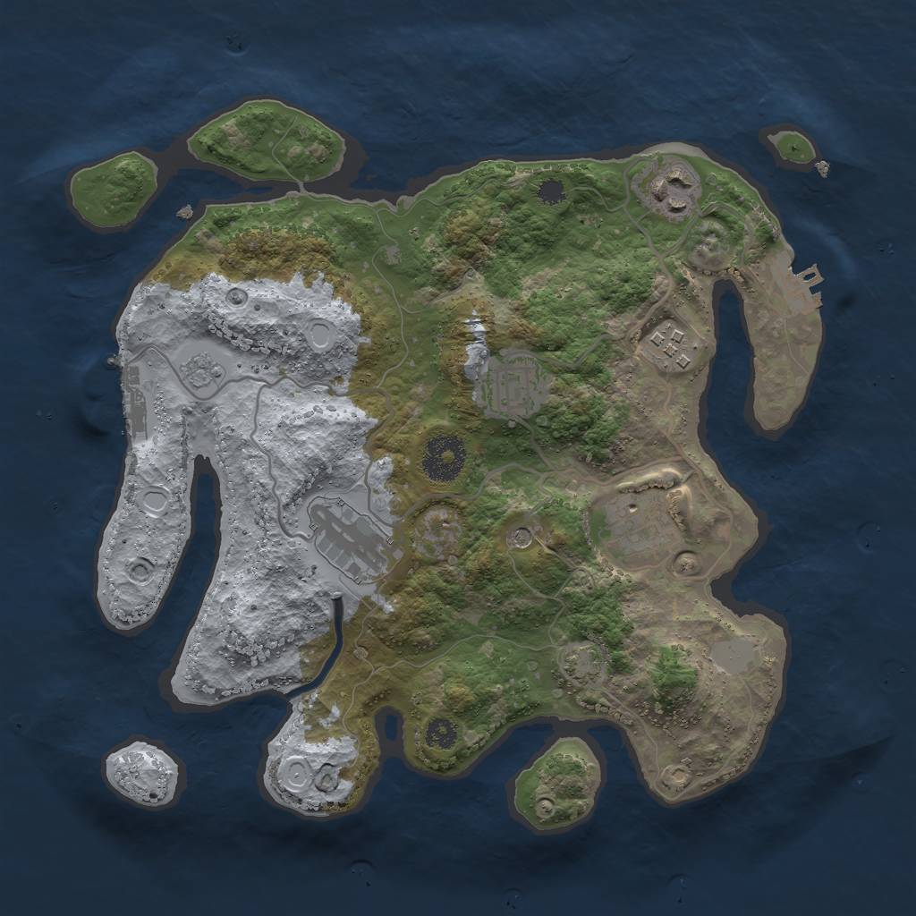 Rust Map: Procedural Map, Size: 3000, Seed: 938452, 13 Monuments