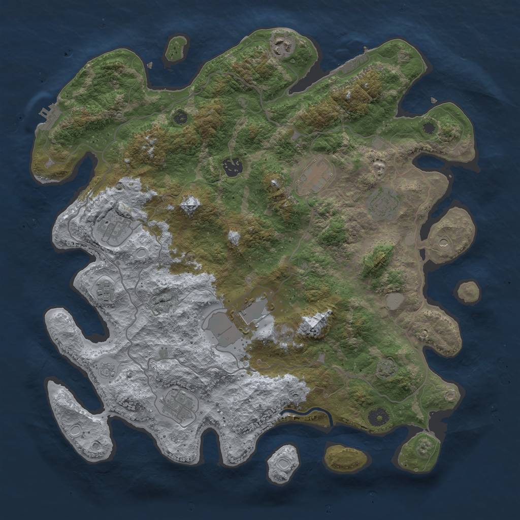 Rust Map: Procedural Map, Size: 4000, Seed: 1747961729, 16 Monuments