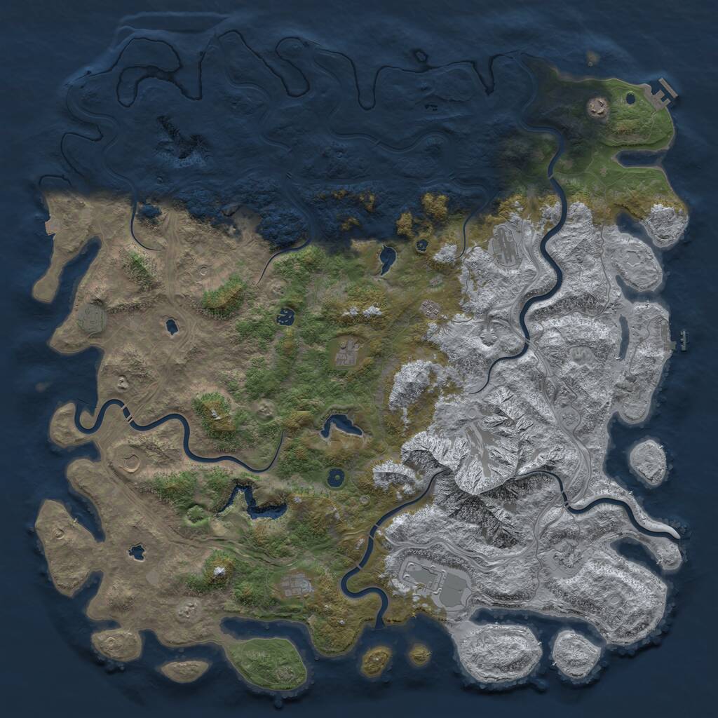 Rust Map: Procedural Map, Size: 6000, Seed: 76887863, 17 Monuments