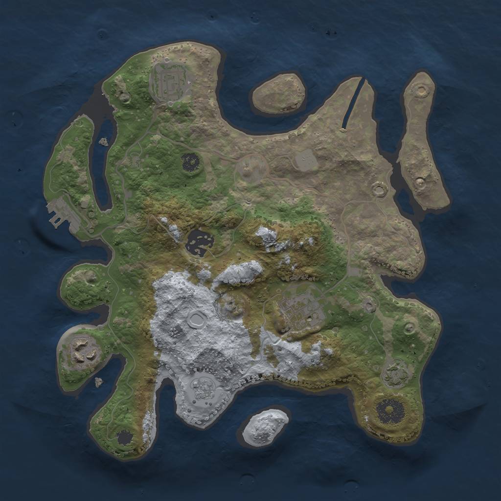 Rust Map: Procedural Map, Size: 2777, Seed: 8675309, 10 Monuments