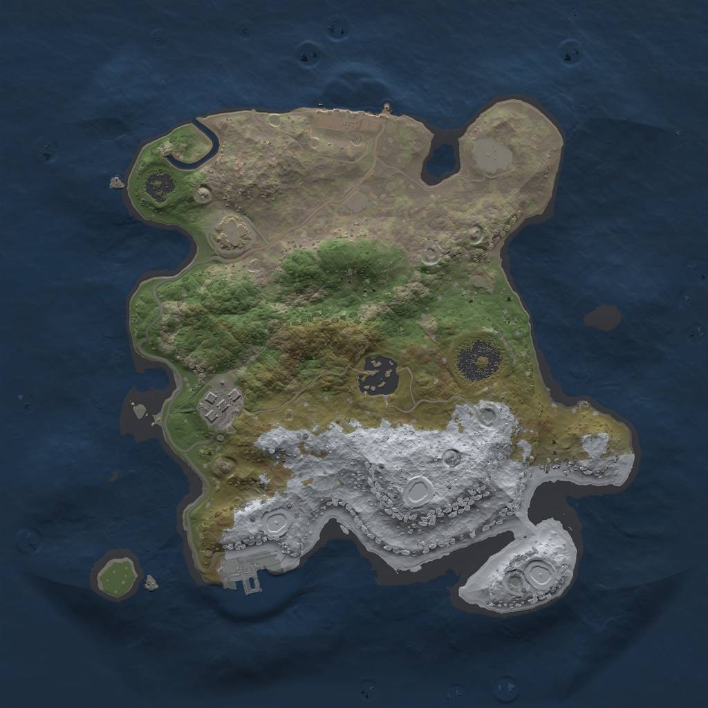 Rust Map: Procedural Map, Size: 2550, Seed: 2038073753, 8 Monuments