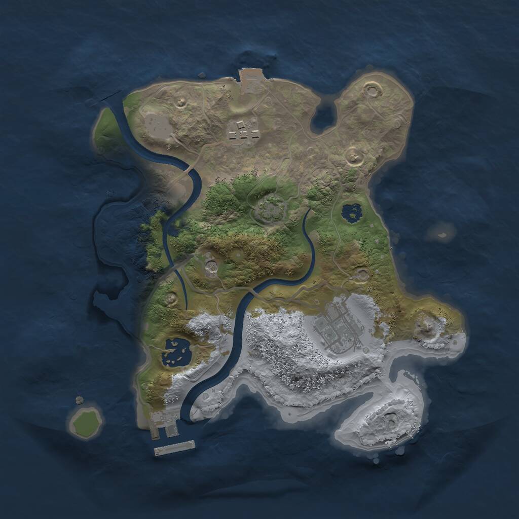 Rust Map: Procedural Map, Size: 2550, Seed: 2038073753, 7 Monuments