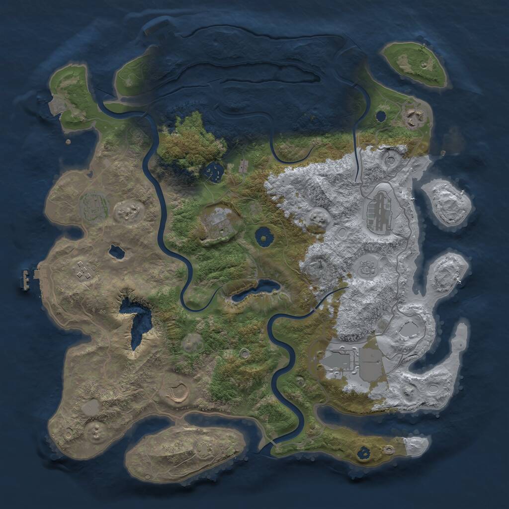 Rust Map: Procedural Map, Size: 4000, Seed: 836429199, 14 Monuments