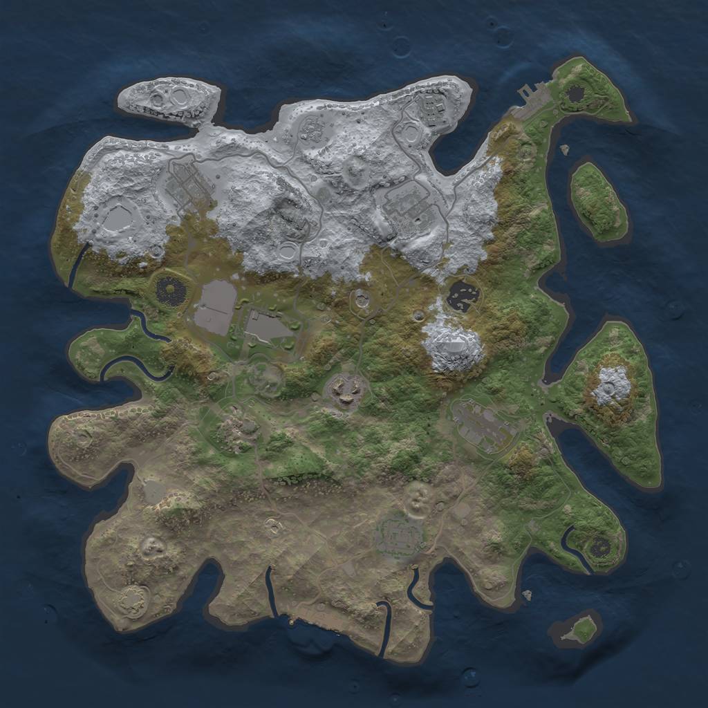 Rust Map: Procedural Map, Size: 3500, Seed: 73428852, 17 Monuments
