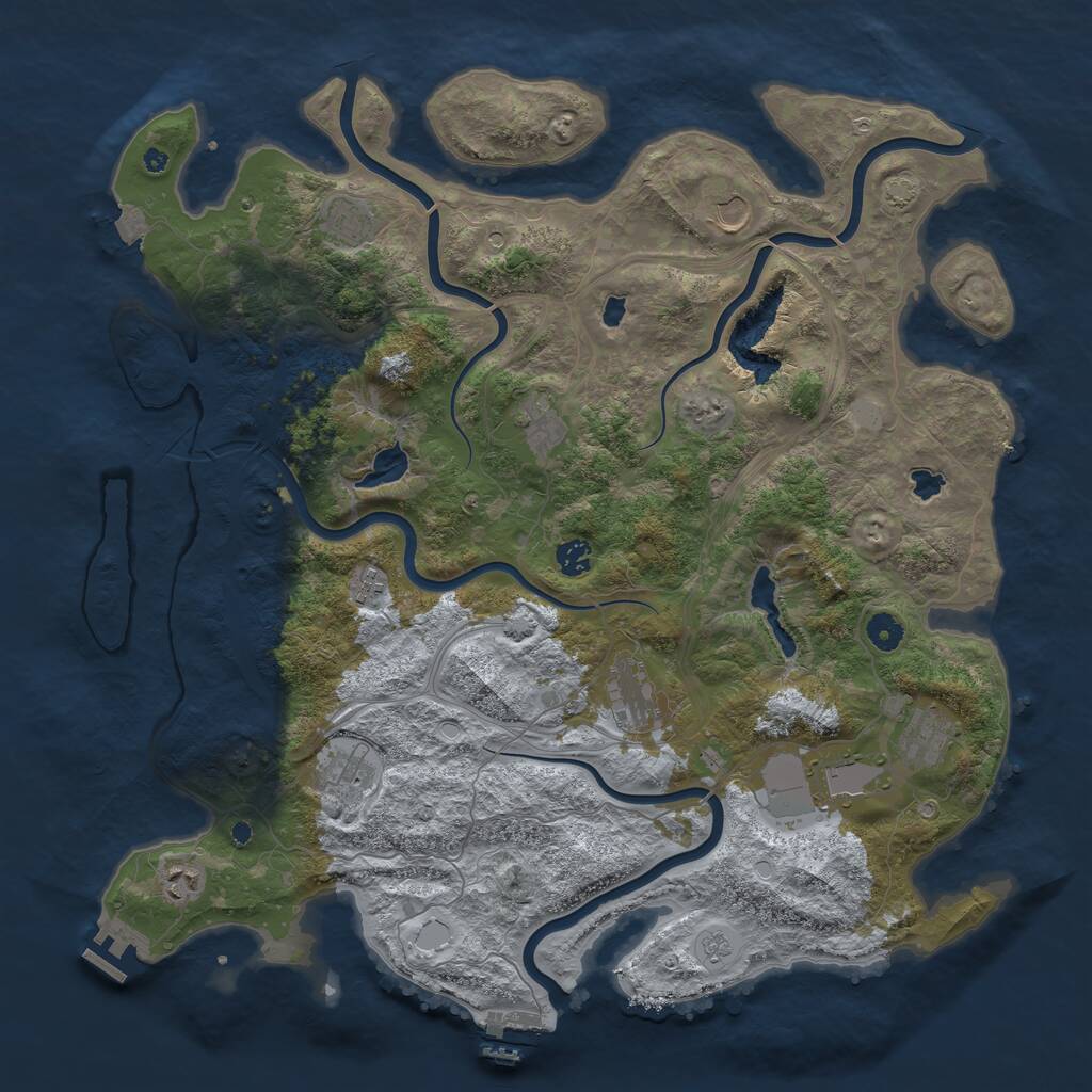 Rust Map: Procedural Map, Size: 4500, Seed: 832778670, 16 Monuments