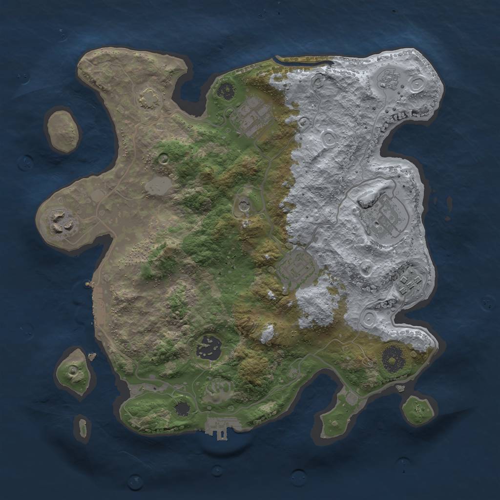 Rust Map: Procedural Map, Size: 3000, Seed: 57851134, 14 Monuments