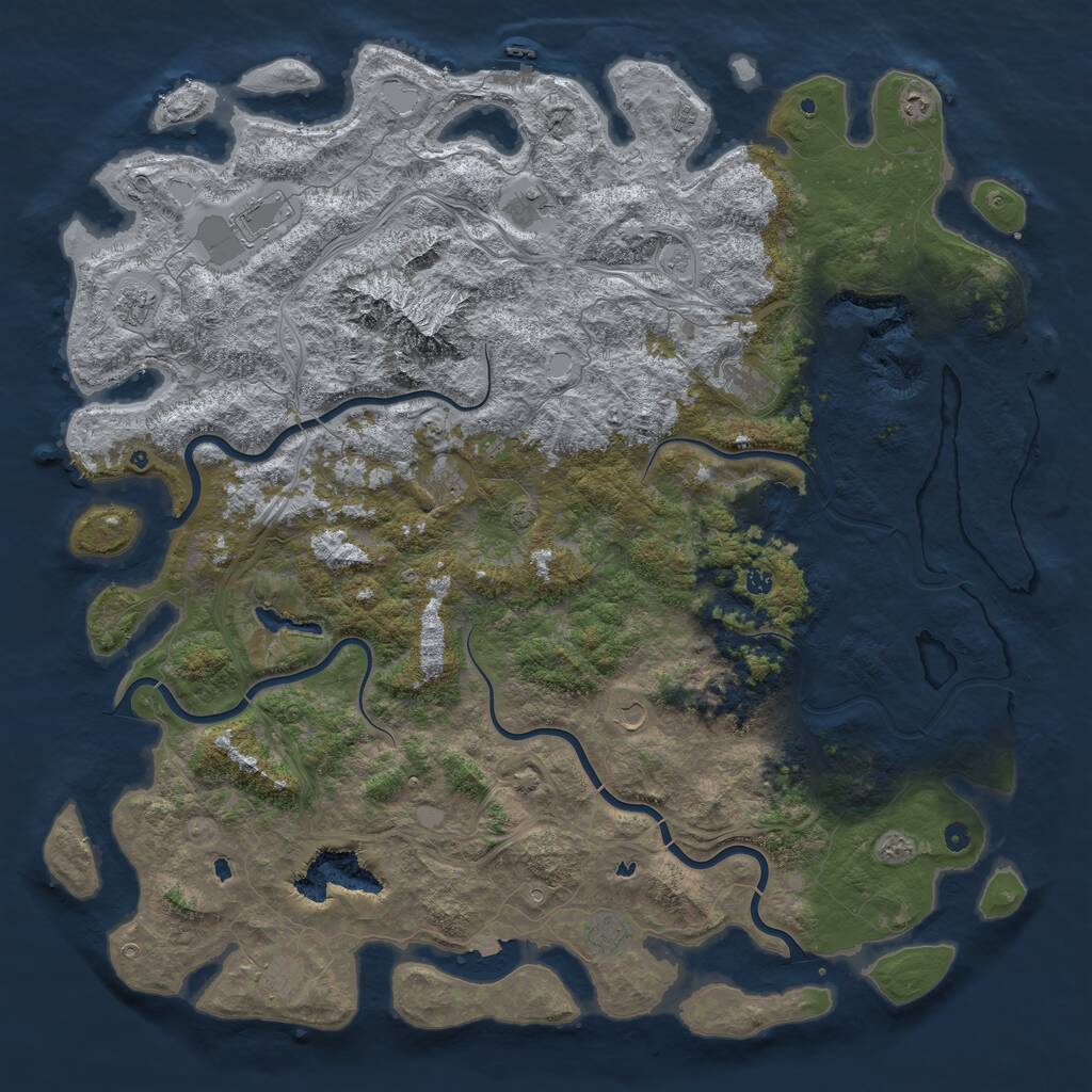 Rust Map: Procedural Map, Size: 6000, Seed: 140493188, 17 Monuments