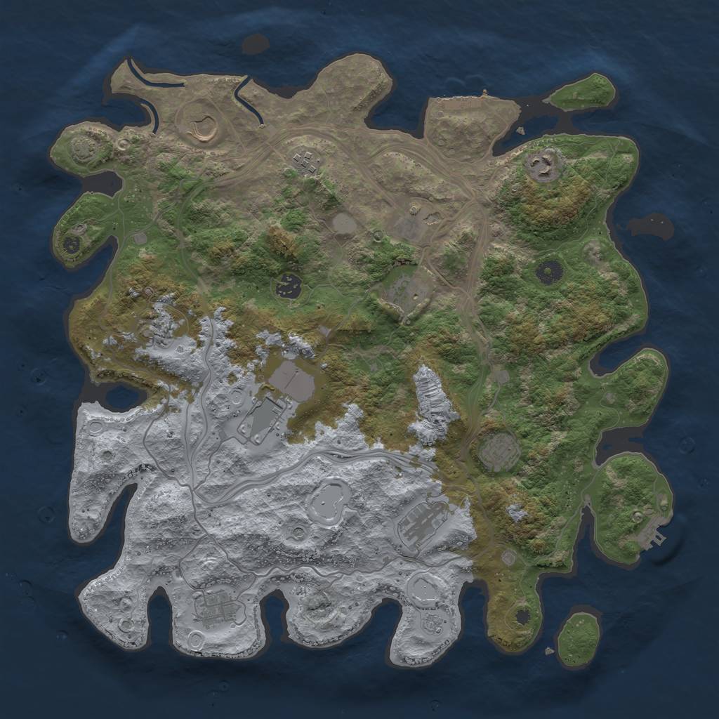Rust Map: Procedural Map, Size: 4250, Seed: 857245613, 19 Monuments