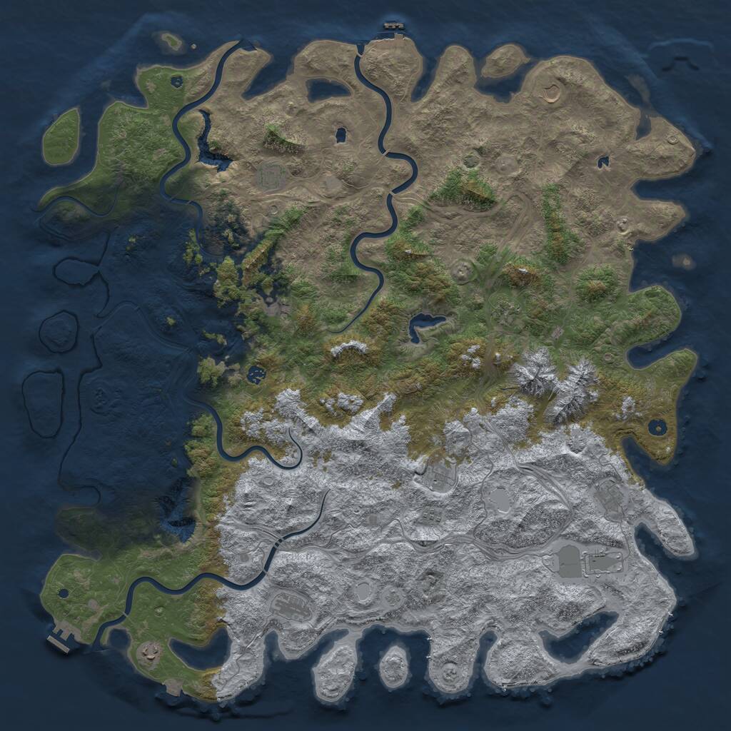 Rust Map: Procedural Map, Size: 6000, Seed: 123321458, 17 Monuments