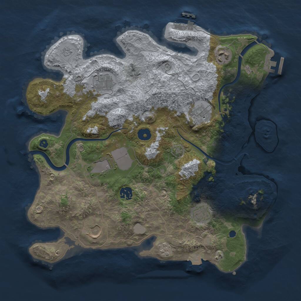 Rust Map: Procedural Map, Size: 3500, Seed: 1544718551, 14 Monuments
