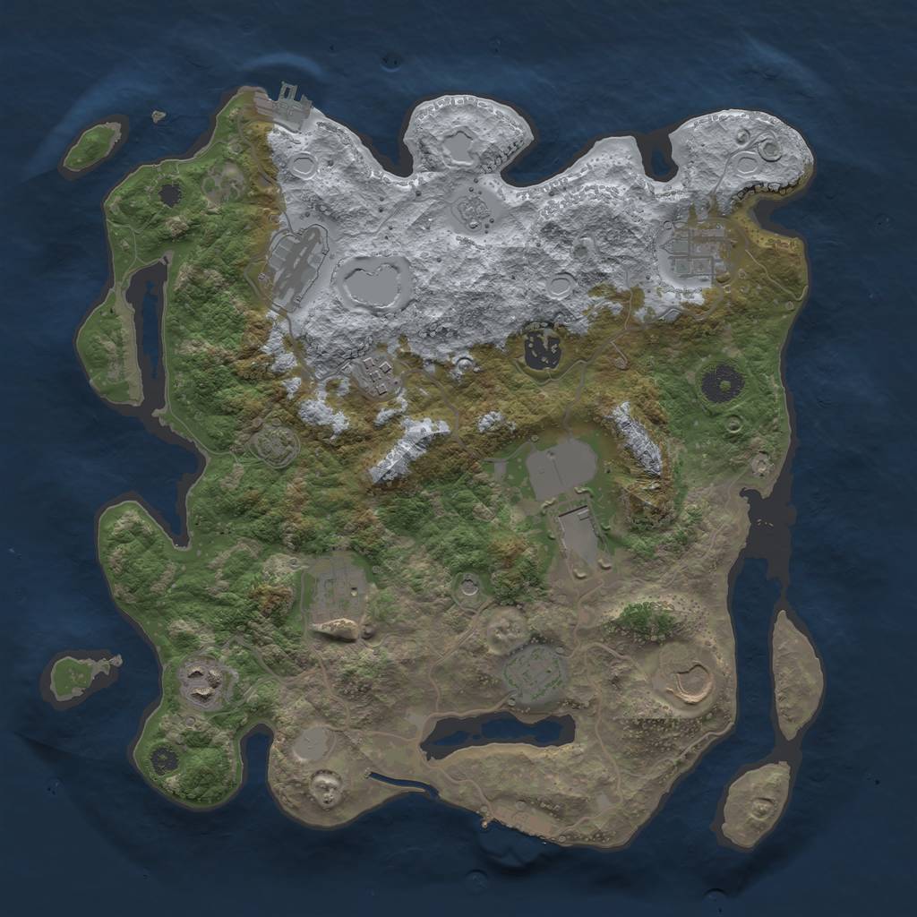 Rust Map: Procedural Map, Size: 3500, Seed: 1865300703, 17 Monuments