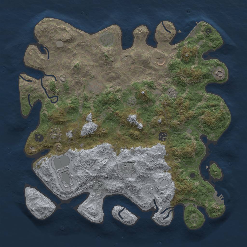 Rust Map: Procedural Map, Size: 4100, Seed: 429602463, 17 Monuments