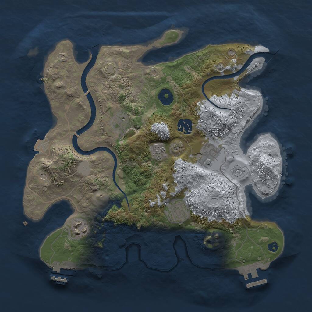 Rust Map: Procedural Map, Size: 3000, Seed: 682305417, 12 Monuments