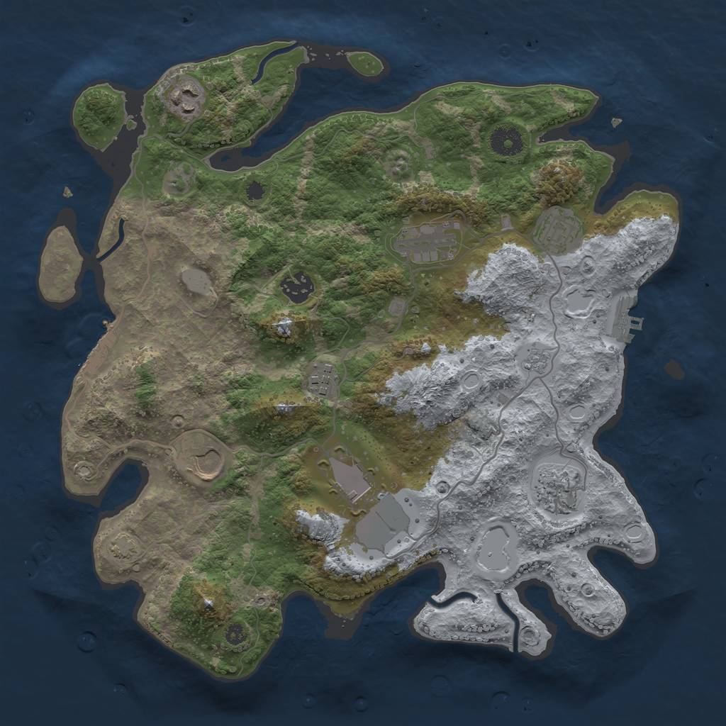 Rust Map: Procedural Map, Size: 3500, Seed: 1367245445, 15 Monuments