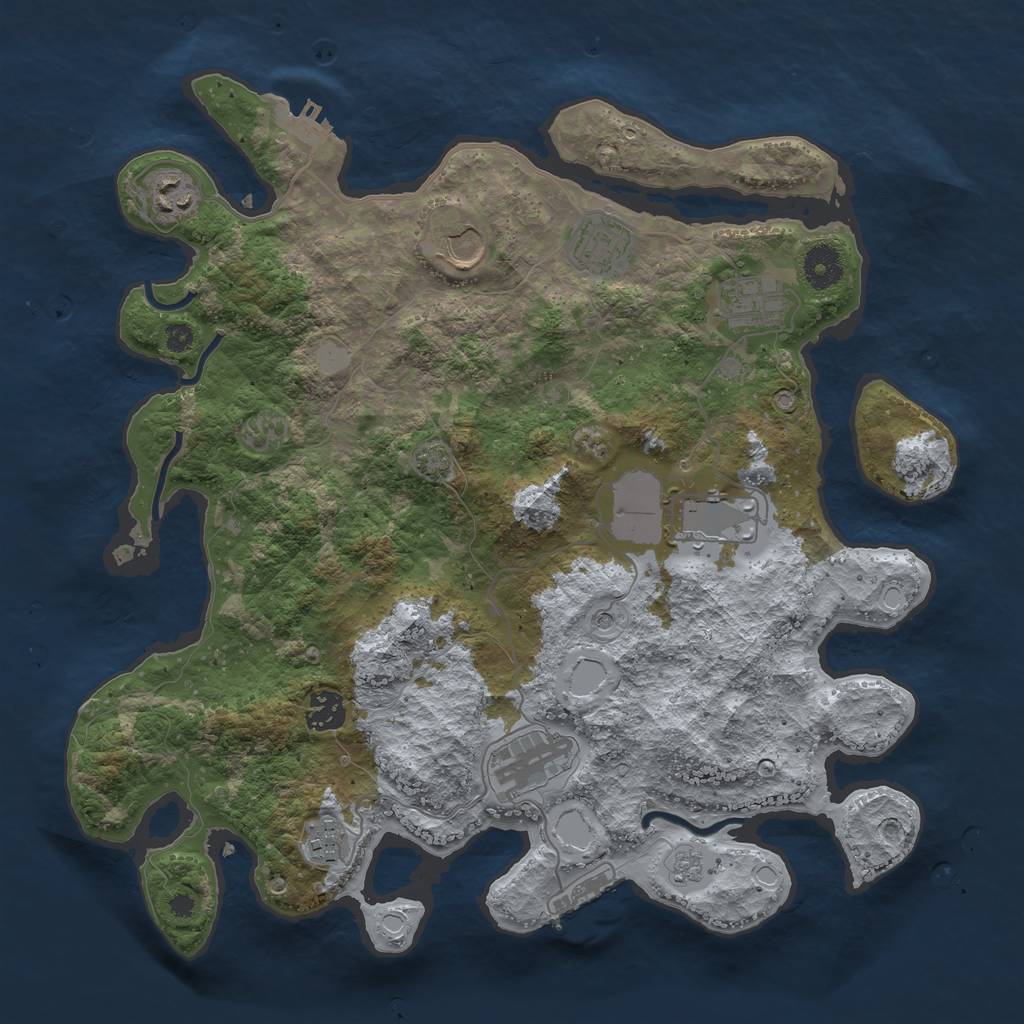 Rust Map: Procedural Map, Size: 3700, Seed: 957920566, 16 Monuments