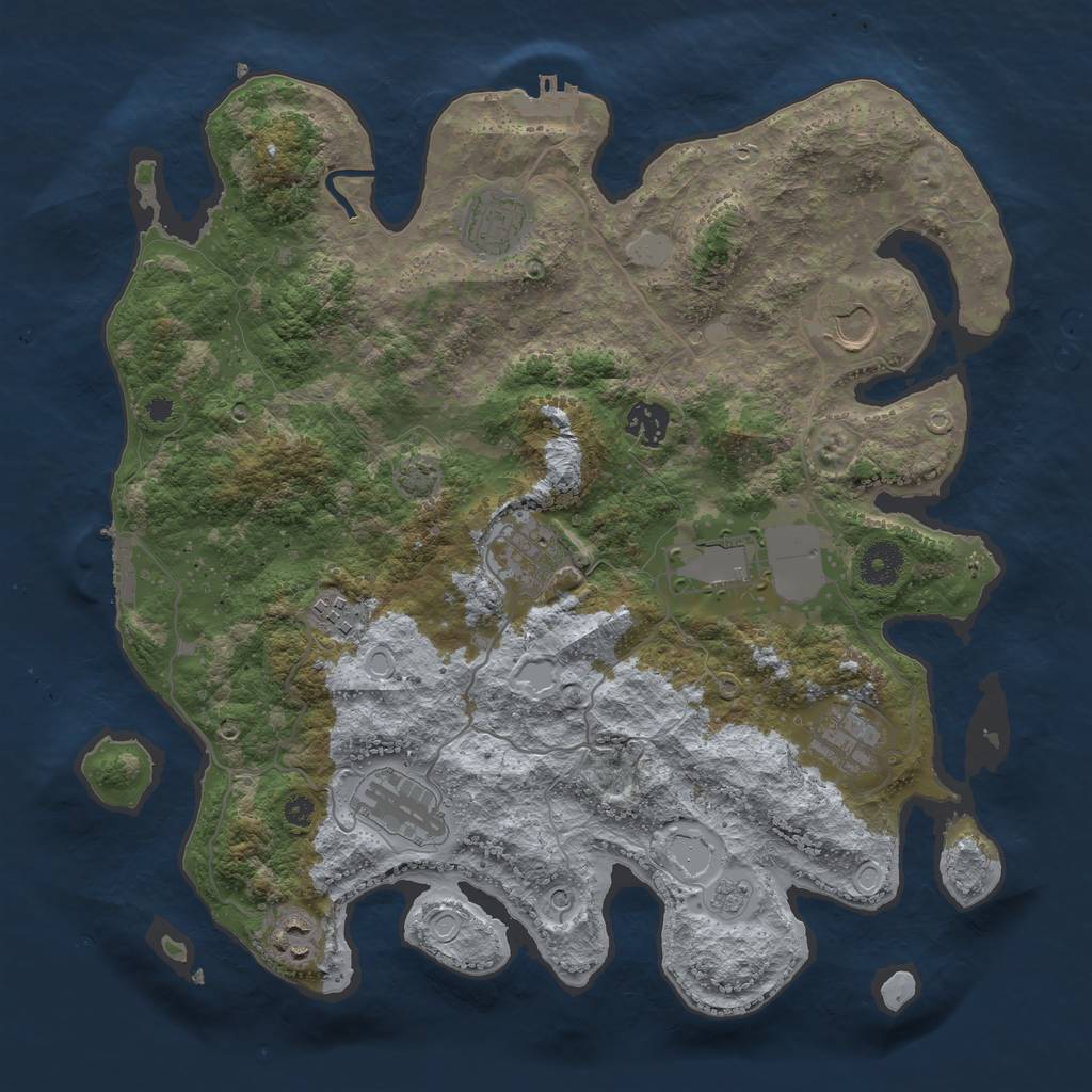 Rust Map: Procedural Map, Size: 3700, Seed: 1893025950, 17 Monuments