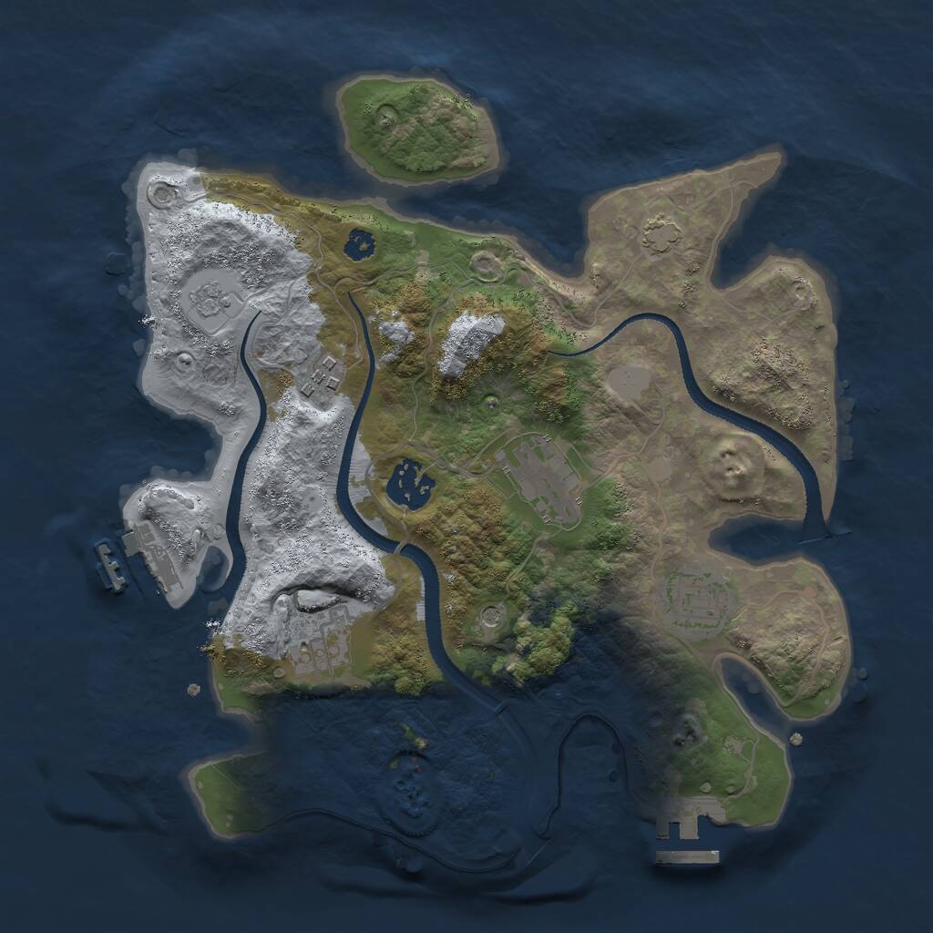 Rust Map: Procedural Map, Size: 3000, Seed: 2113343597, 11 Monuments