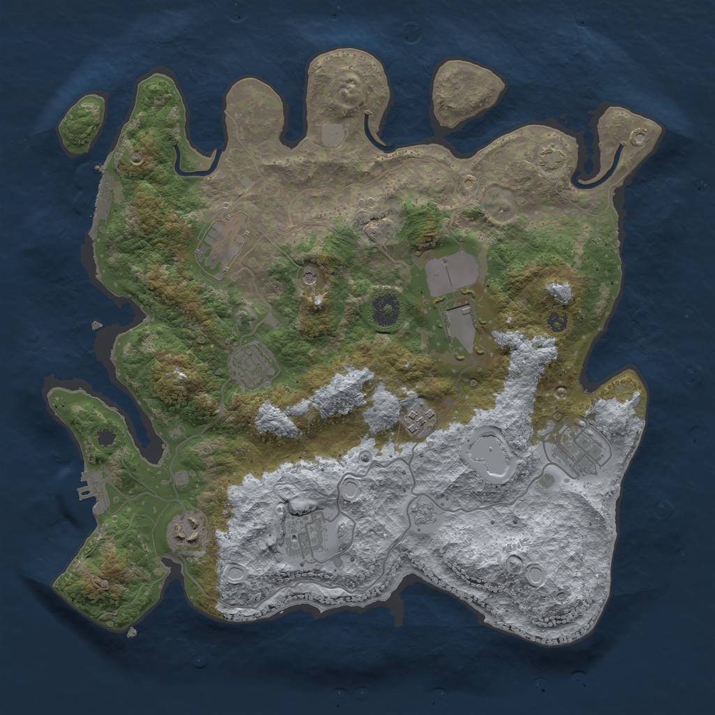 Rust Map: Procedural Map, Size: 3500, Seed: 560080870, 15 Monuments