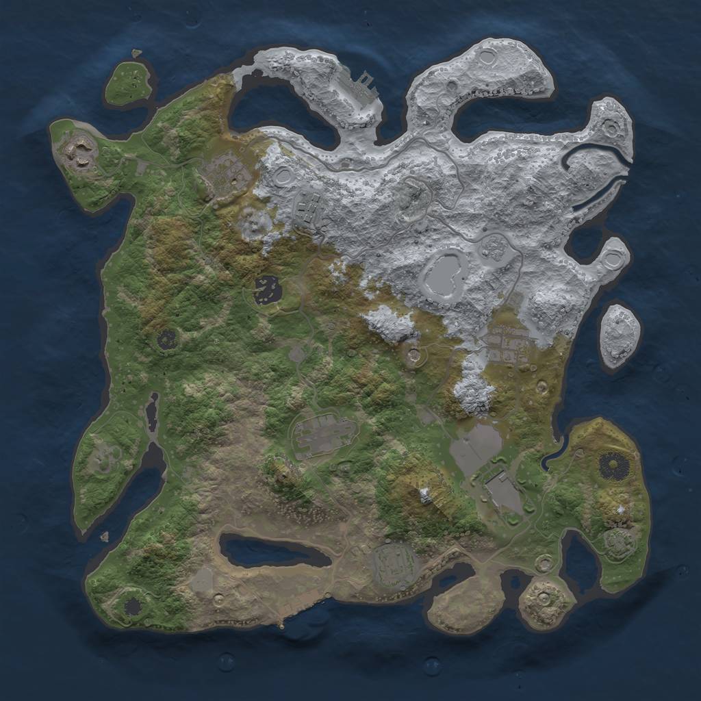 Rust Map: Procedural Map, Size: 3500, Seed: 515670448, 16 Monuments