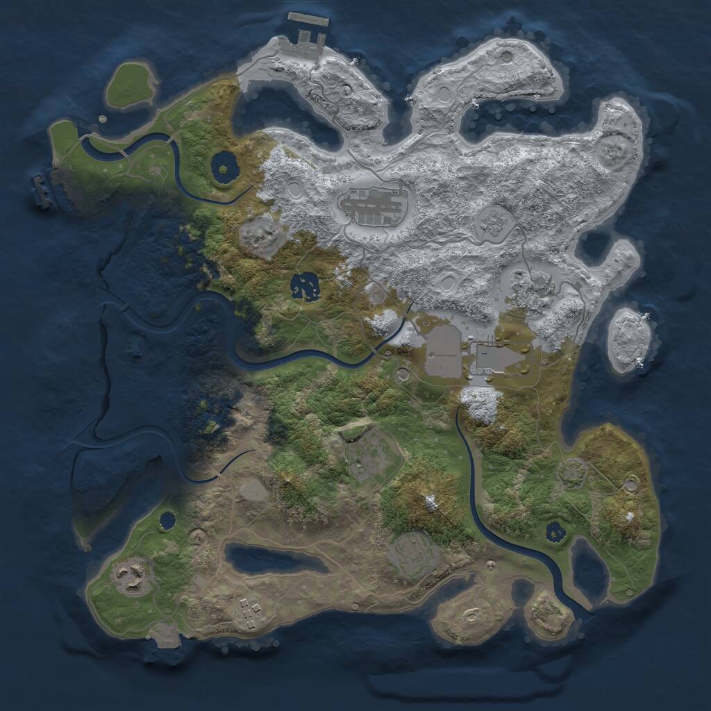Rust Map: Procedural Map, Size: 3500, Seed: 515670448, 14 Monuments