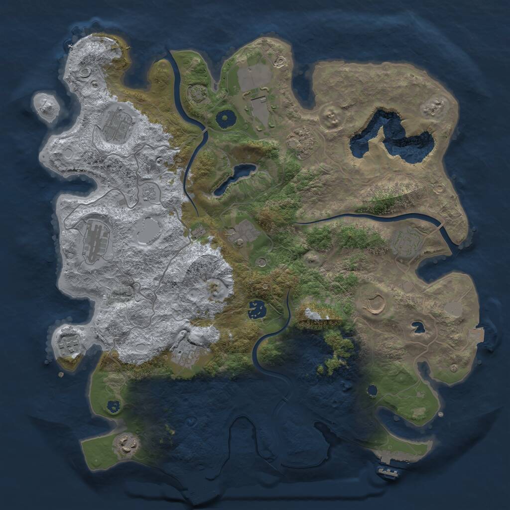 Rust Map: Procedural Map, Size: 4000, Seed: 2113343597, 17 Monuments
