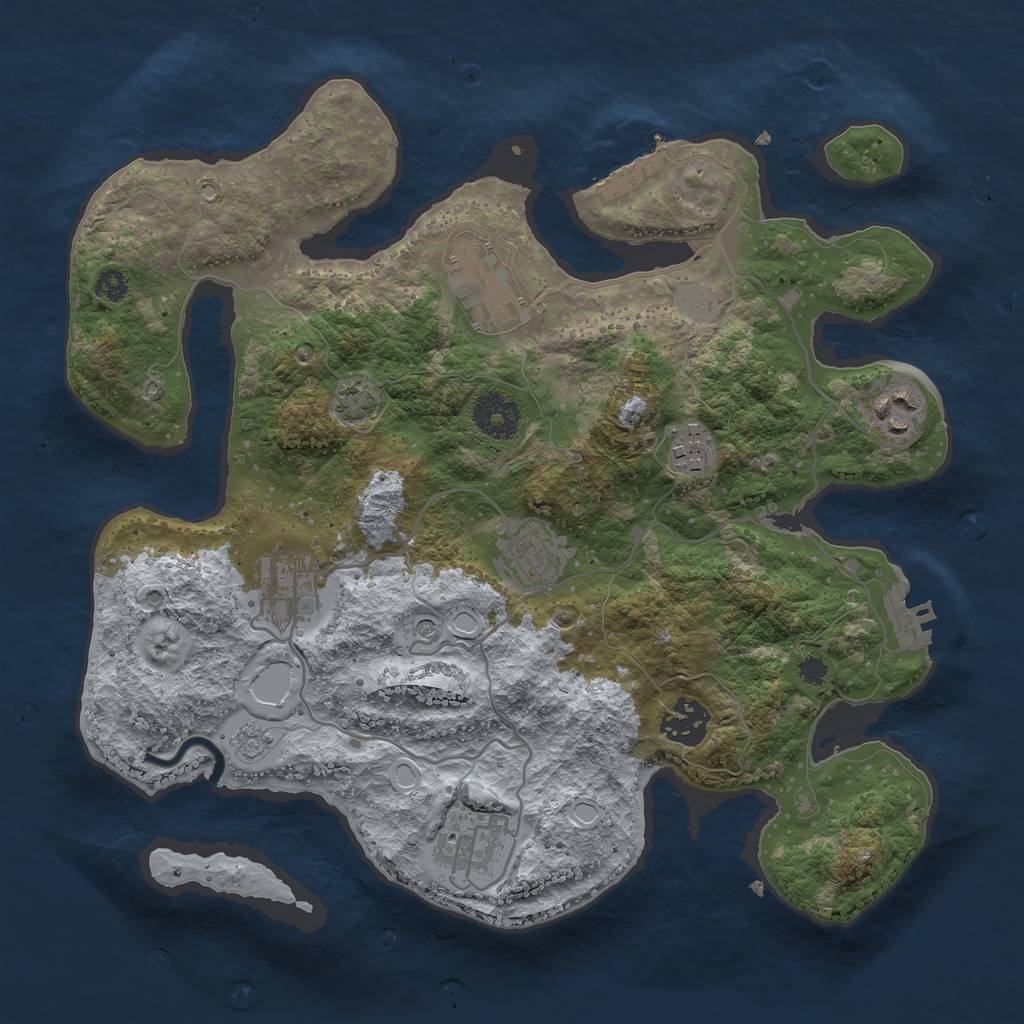 Rust Map: Procedural Map, Size: 3250, Seed: 756316496, 15 Monuments