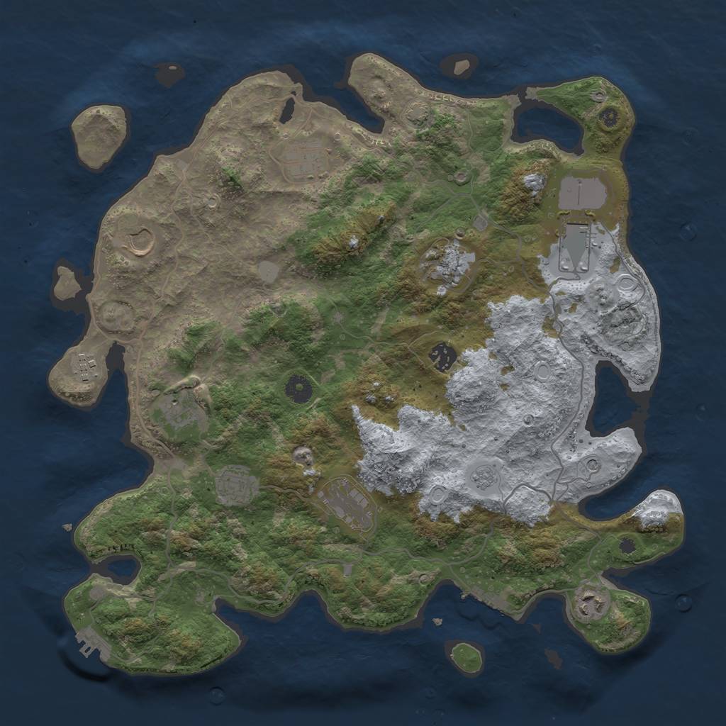 Rust Map: Procedural Map, Size: 4000, Seed: 672423, 18 Monuments