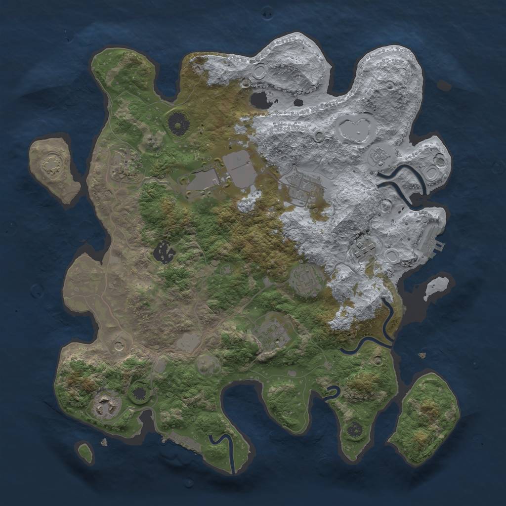 Rust Map: Procedural Map, Size: 3500, Seed: 1296202170, 16 Monuments