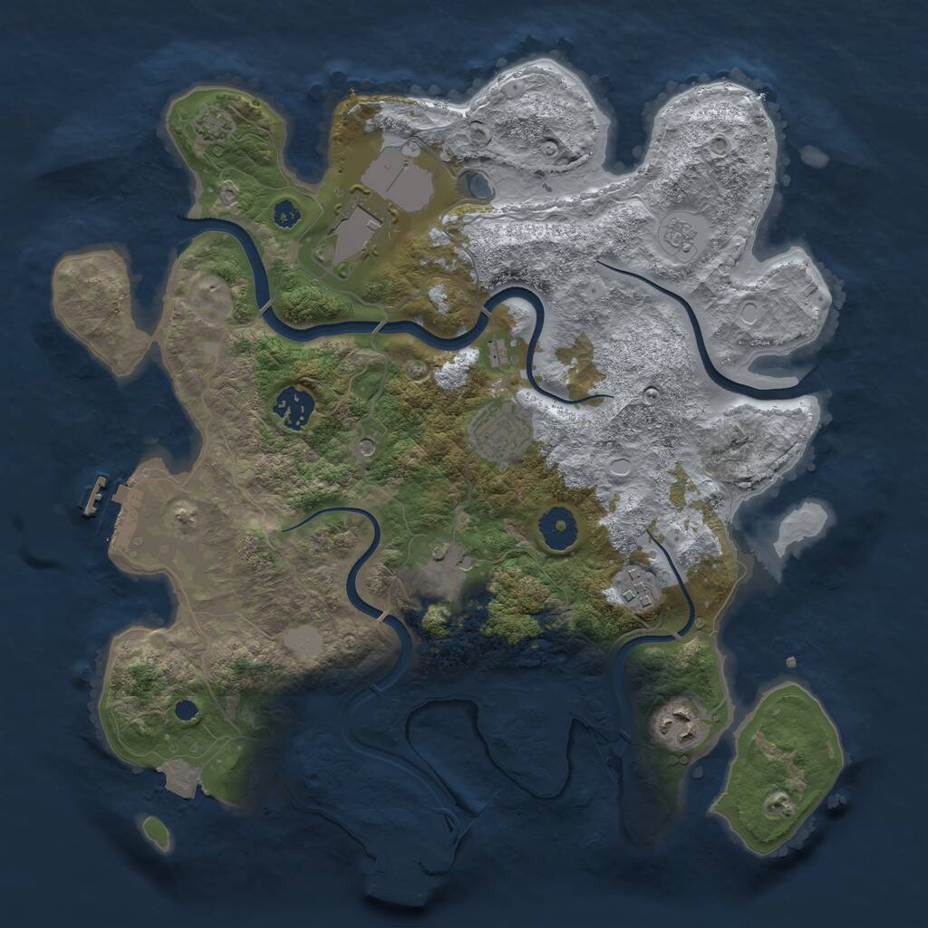 Rust Map: Procedural Map, Size: 3500, Seed: 1296202170, 12 Monuments