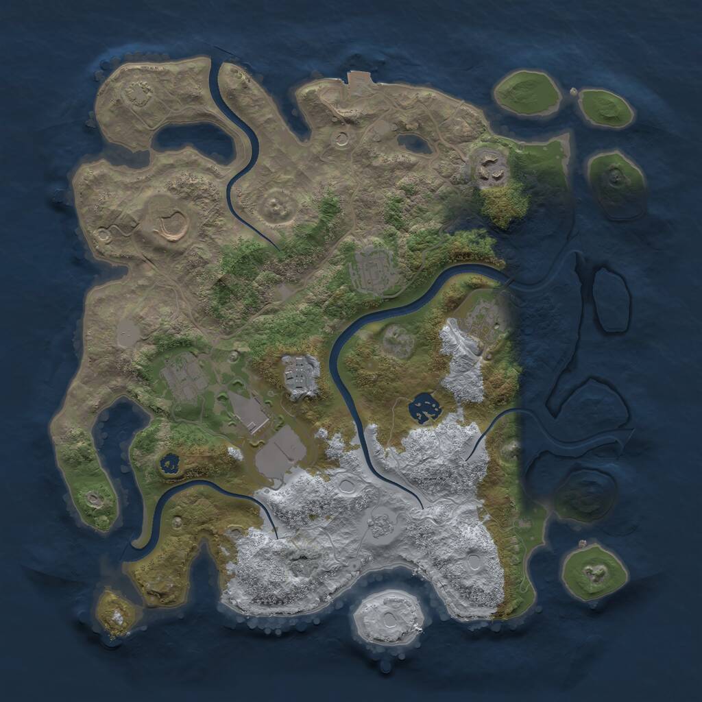 Rust Map: Procedural Map, Size: 3500, Seed: 23247, 12 Monuments