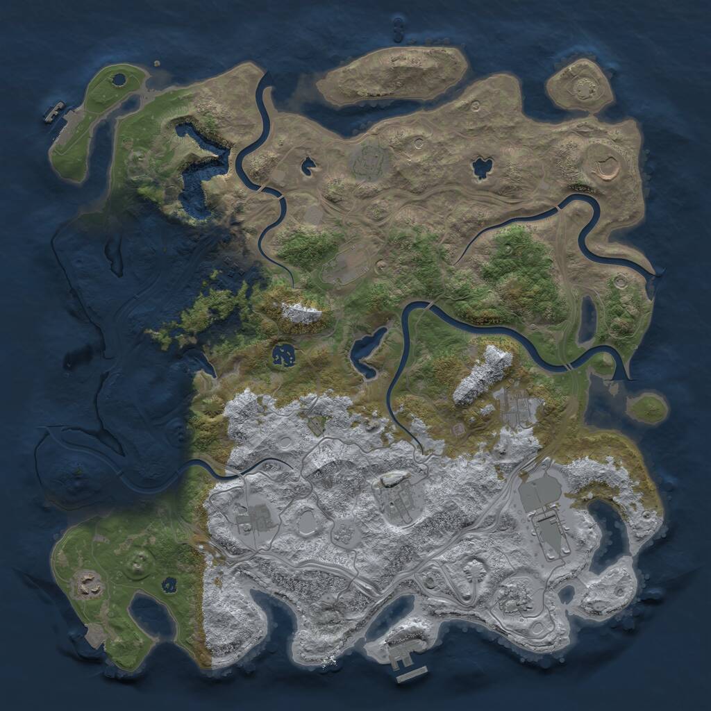 Rust Map: Procedural Map, Size: 4500, Seed: 771108055, 17 Monuments