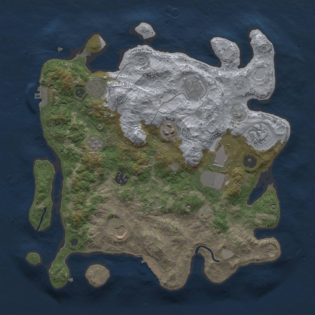 Rust Map: Procedural Map, Size: 3500, Seed: 71644291, 16 Monuments
