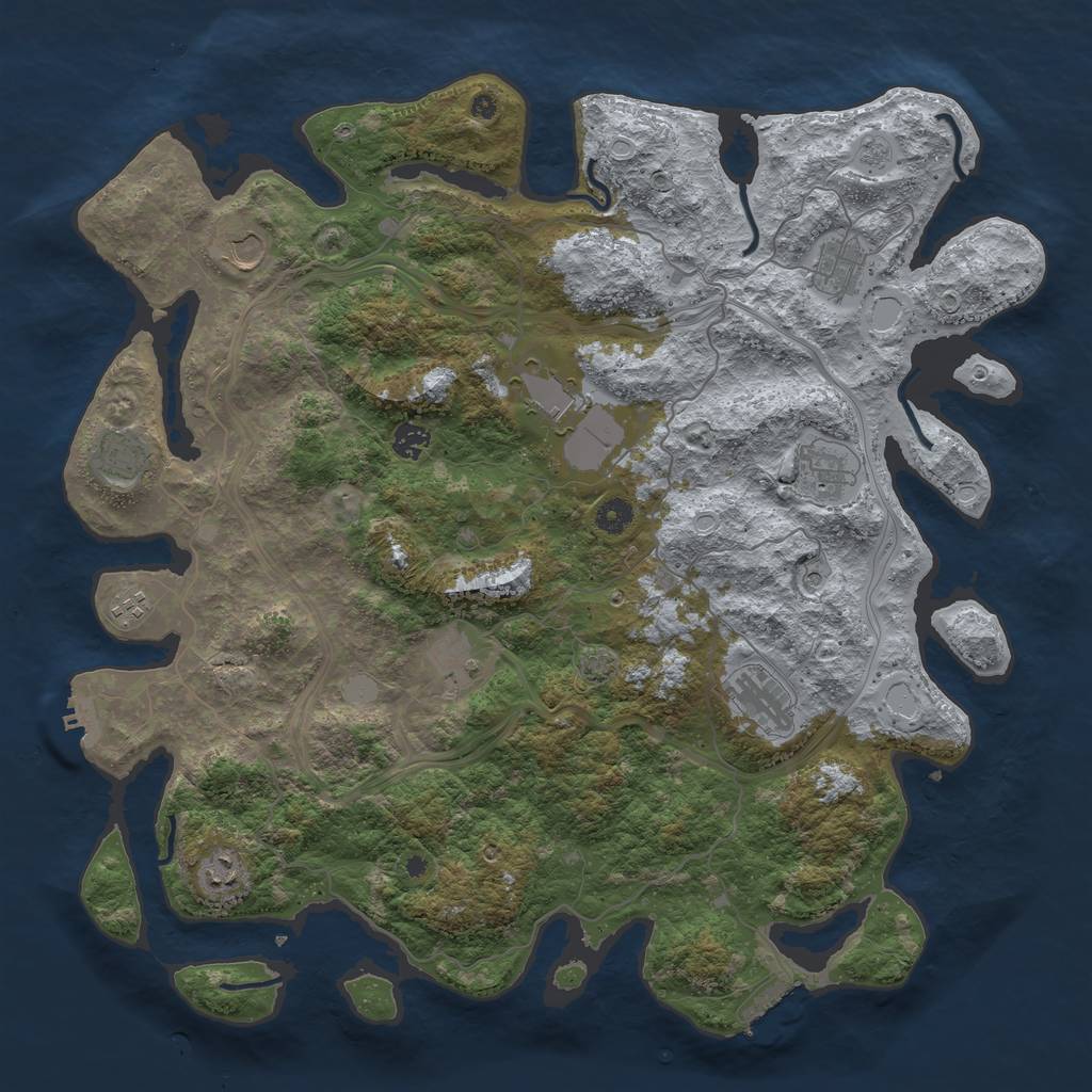 Rust Map: Procedural Map, Size: 4500, Seed: 1369285740, 18 Monuments