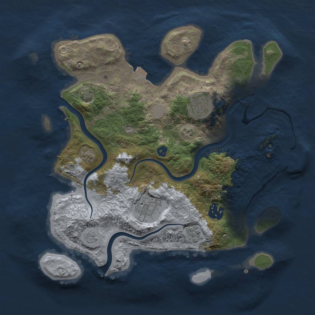 Rust Map: Procedural Map, Size: 3000, Seed: 924115307, 9 Monuments