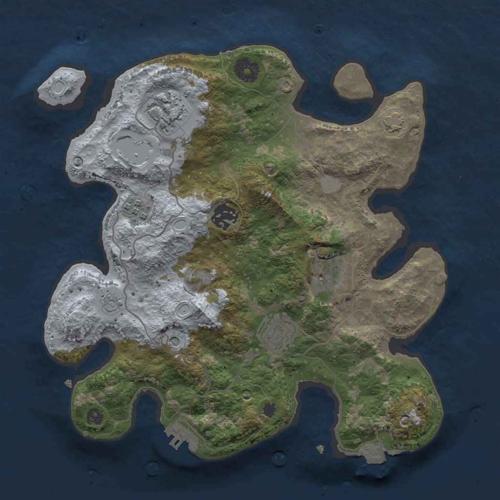 Rust Map: Procedural Map, Size: 3000, Seed: 29358, 12 Monuments