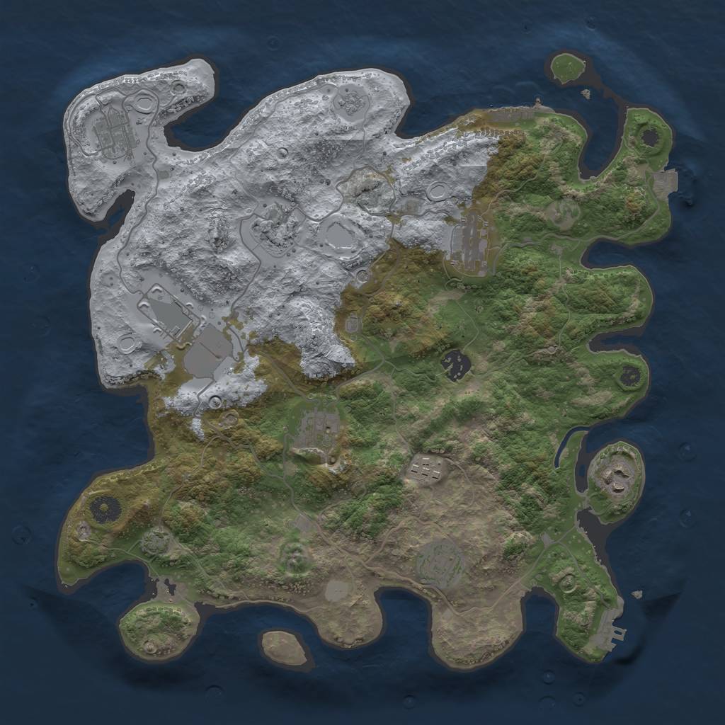 Rust Map: Procedural Map, Size: 3700, Seed: 29343982, 17 Monuments