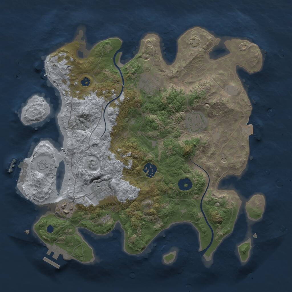 Rust Map: Procedural Map, Size: 3250, Seed: 1500145217, 11 Monuments