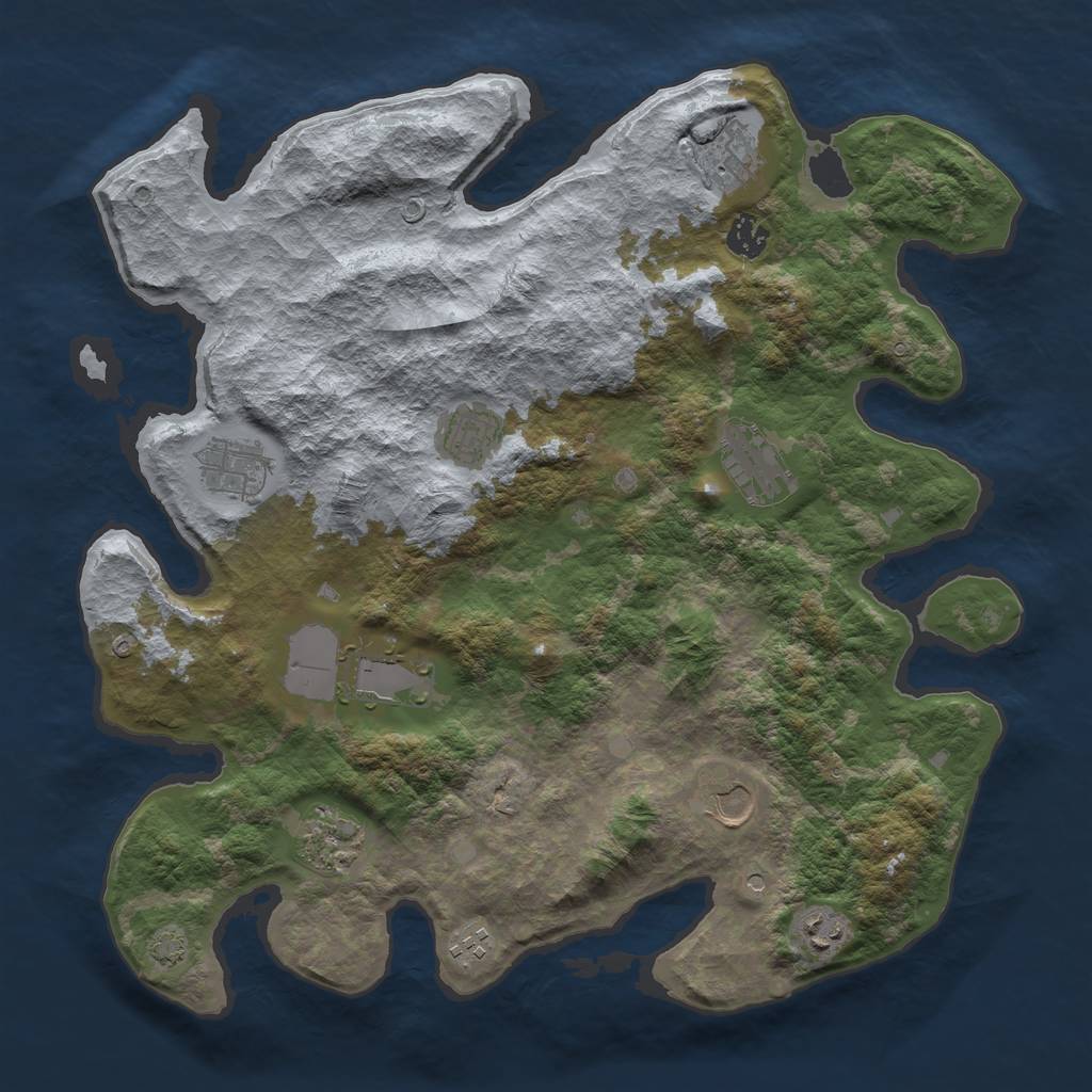 Rust Map: Barren, Size: 3900, Seed: 55646403, 14 Monuments