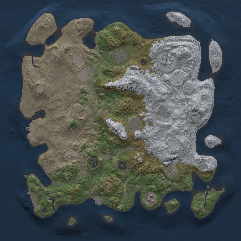Rust Map: Procedural Map, Size: 4000, Seed: 1615203478, 18 Monuments