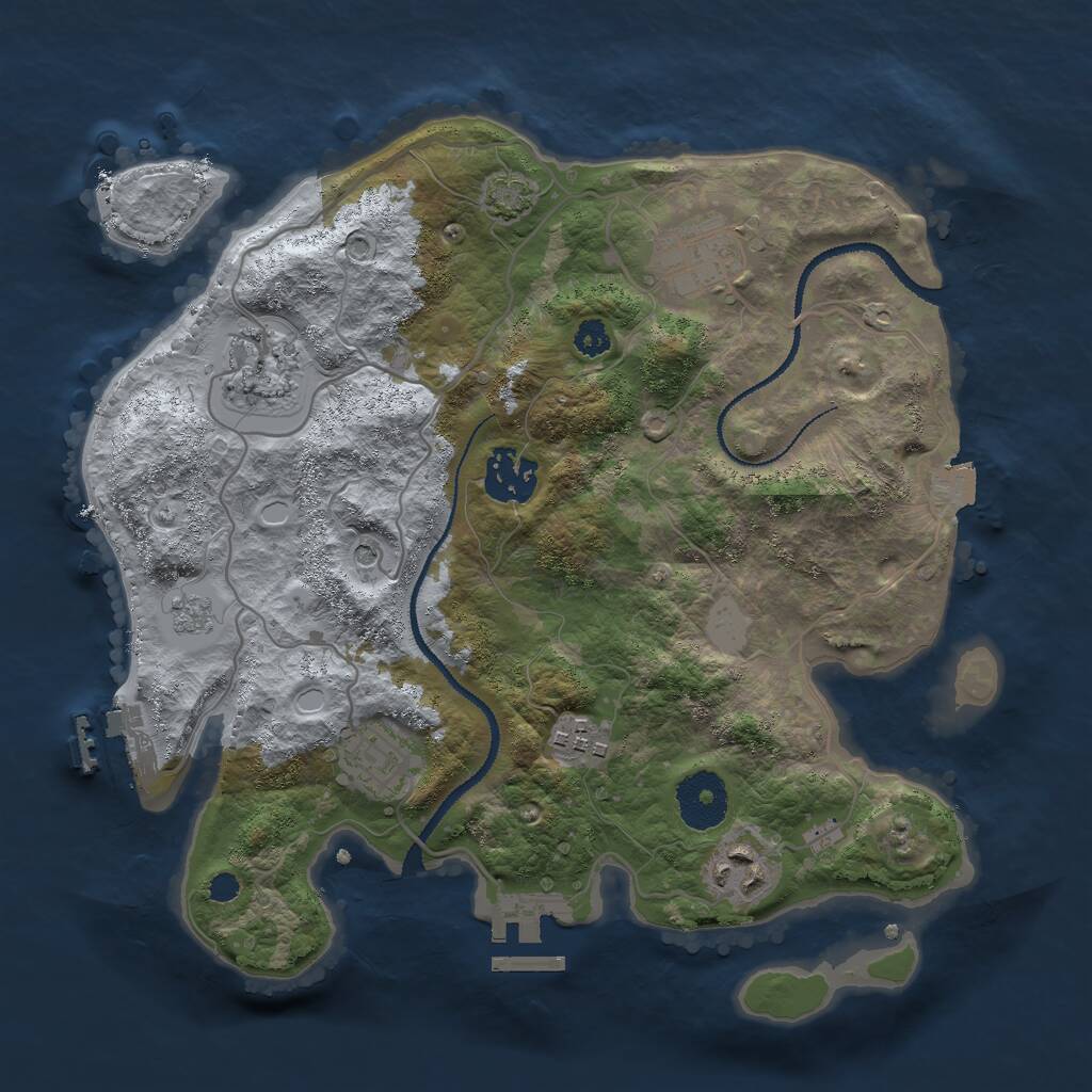 Rust Map: Procedural Map, Size: 3000, Seed: 2508, 12 Monuments