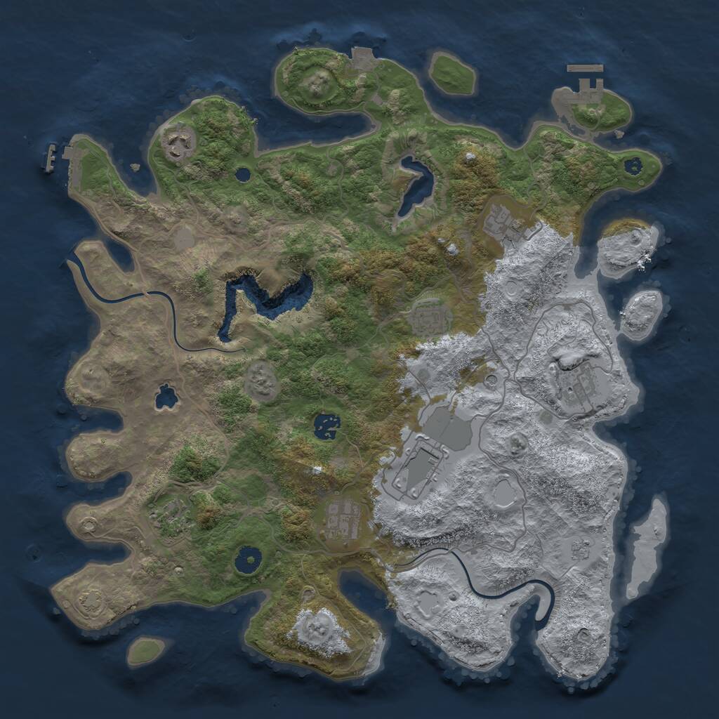 Rust Map: Procedural Map, Size: 4000, Seed: 330035809, 14 Monuments