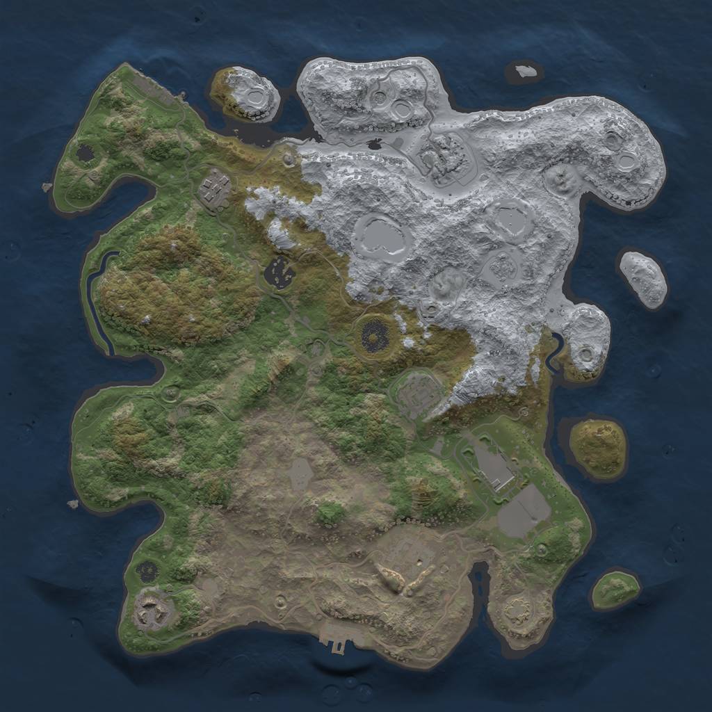 Rust Map: Procedural Map, Size: 3500, Seed: 2113745709, 15 Monuments