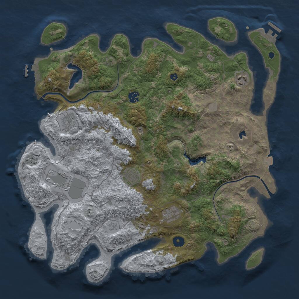 Rust Map: Procedural Map, Size: 4000, Seed: 1684420956, 13 Monuments