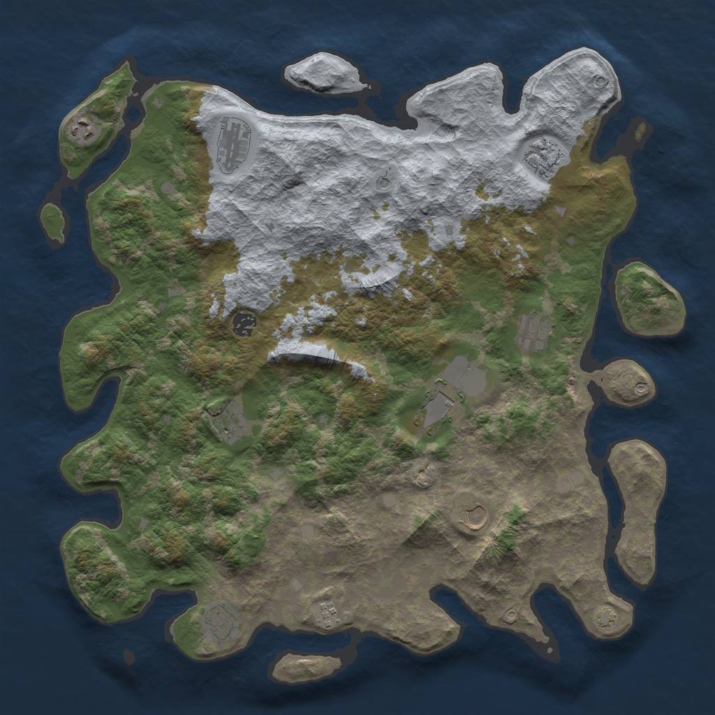 Rust Map: Barren, Size: 4400, Seed: 83319456, 14 Monuments