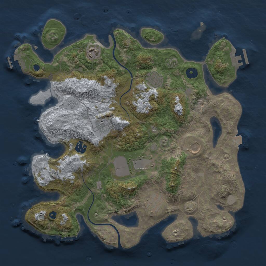 Rust Map: Procedural Map, Size: 3500, Seed: 159293170, 13 Monuments